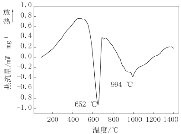 圖1 滑石的熱分析DSC曲線示意圖