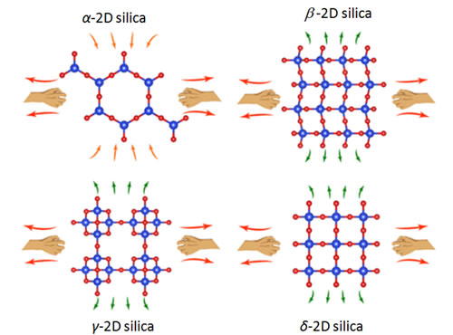 四種二維SiO2泊松比示意圖